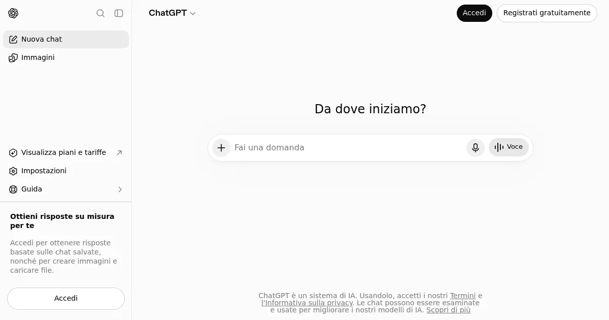 Screenshot di ChatGPT