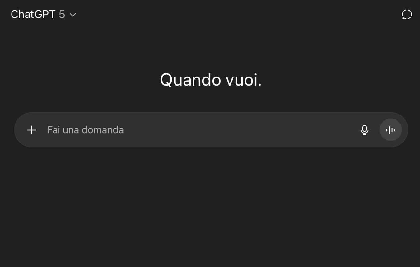 Screenshot di ChatGPT 5